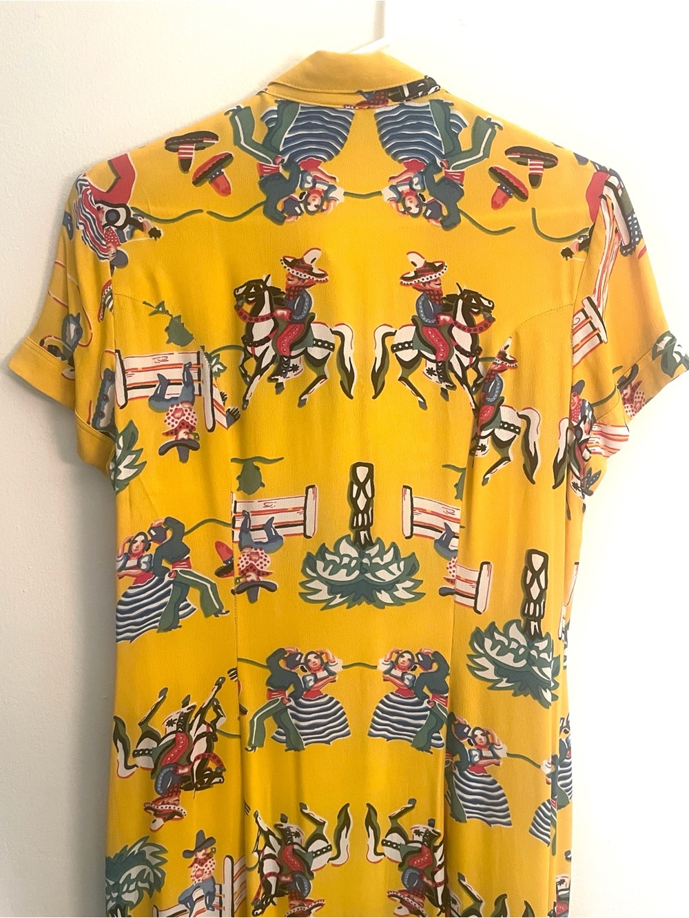 Betsey Johnson Yellow Graphic Print Button-Front Maxi Dress - Picture 5 of 15
